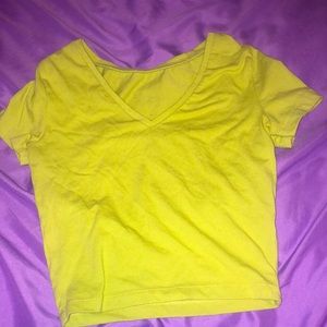 Light Green Rounded V-Neck Short Sleeve Baby Tee